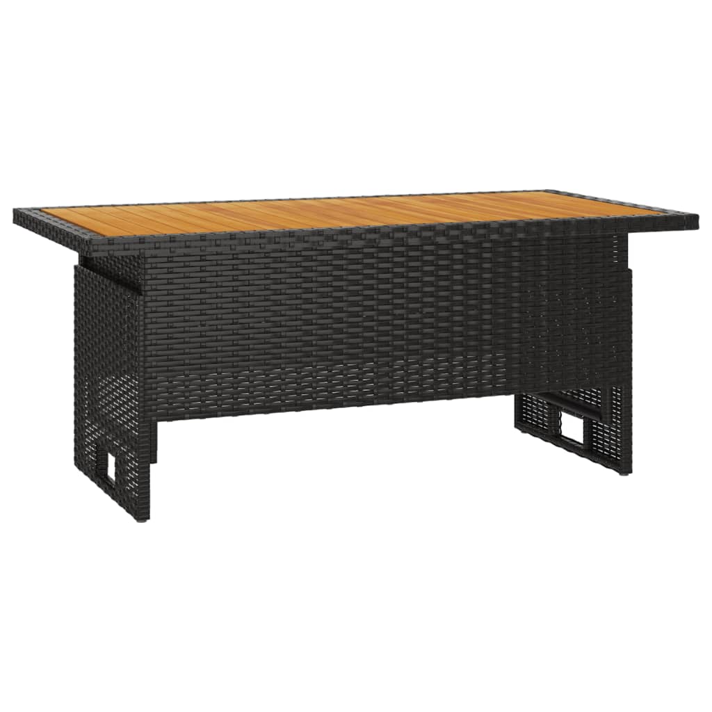 Tuintafel 100x50x43/63 cm acaciahout en poly rattan zwart - AllerleiShop