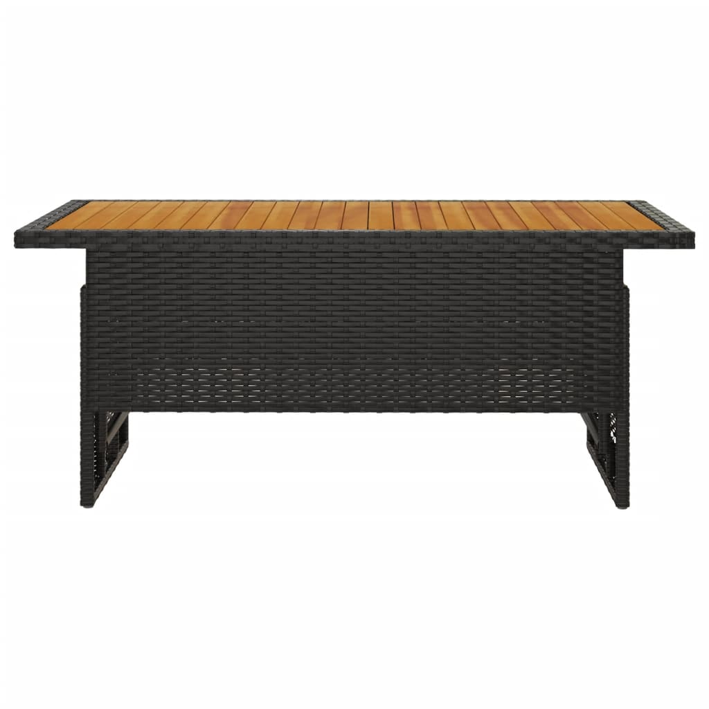 Tuintafel 100x50x43/63 cm acaciahout en poly rattan zwart - AllerleiShop