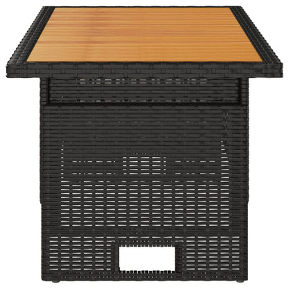 Tuintafel 100x50x43/63 cm acaciahout en poly rattan zwart - AllerleiShop