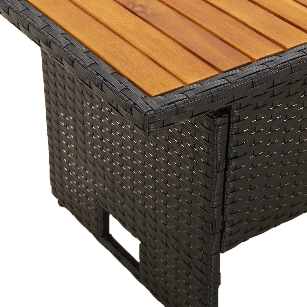 Tuintafel 100x50x43/63 cm acaciahout en poly rattan zwart - AllerleiShop