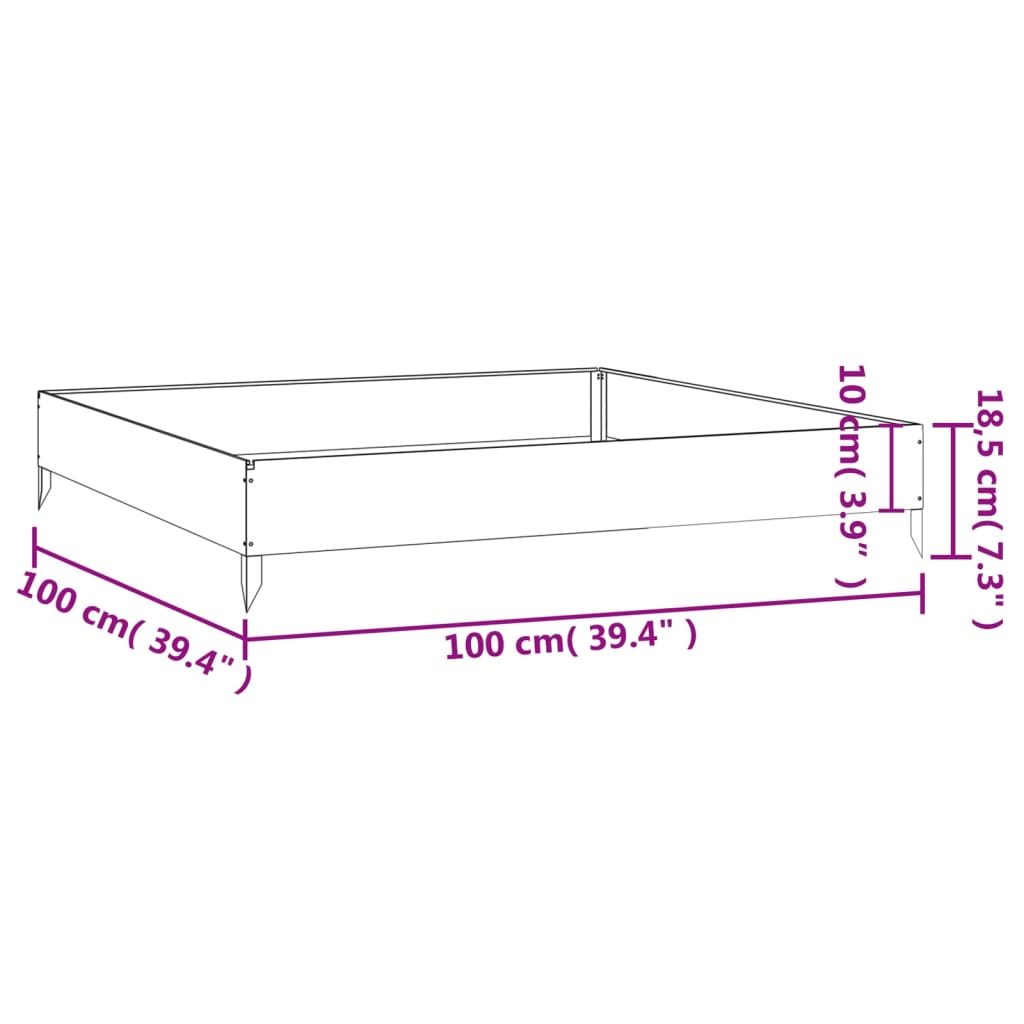 Plantenbak verhoogd 100x100x18,5 cm cortenstaal - AllerleiShop