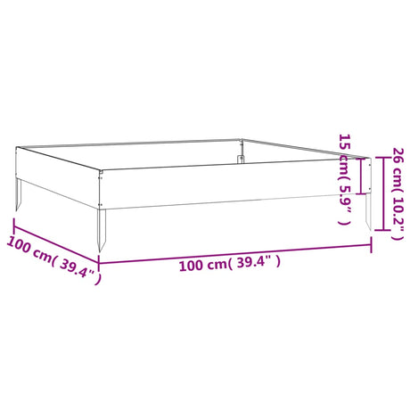 Plantenbak verhoogd 100x100x26 cm cortenstaal - AllerleiShop