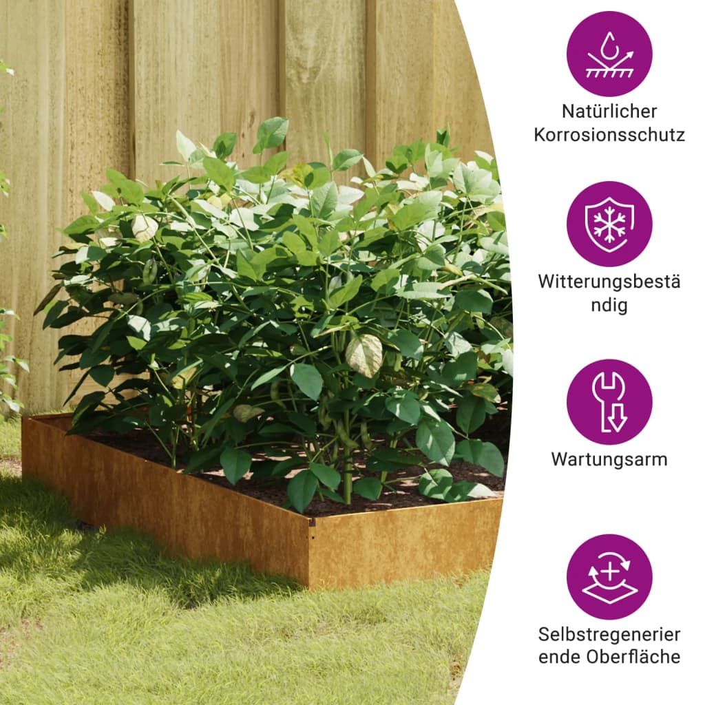 Plantenbak verhoogd 100x100x26 cm cortenstaal - AllerleiShop