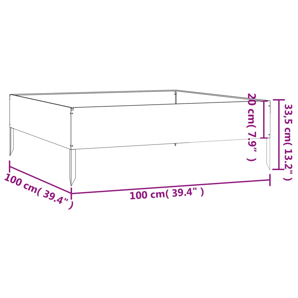 Plantenbak verhoogd 100x100x33,5 cm cortenstaal - AllerleiShop