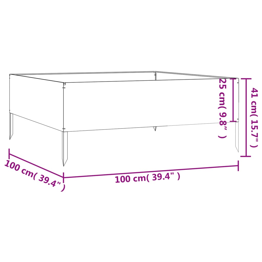 Plantenbak verhoogd 100x100x41 cm cortenstaal - AllerleiShop