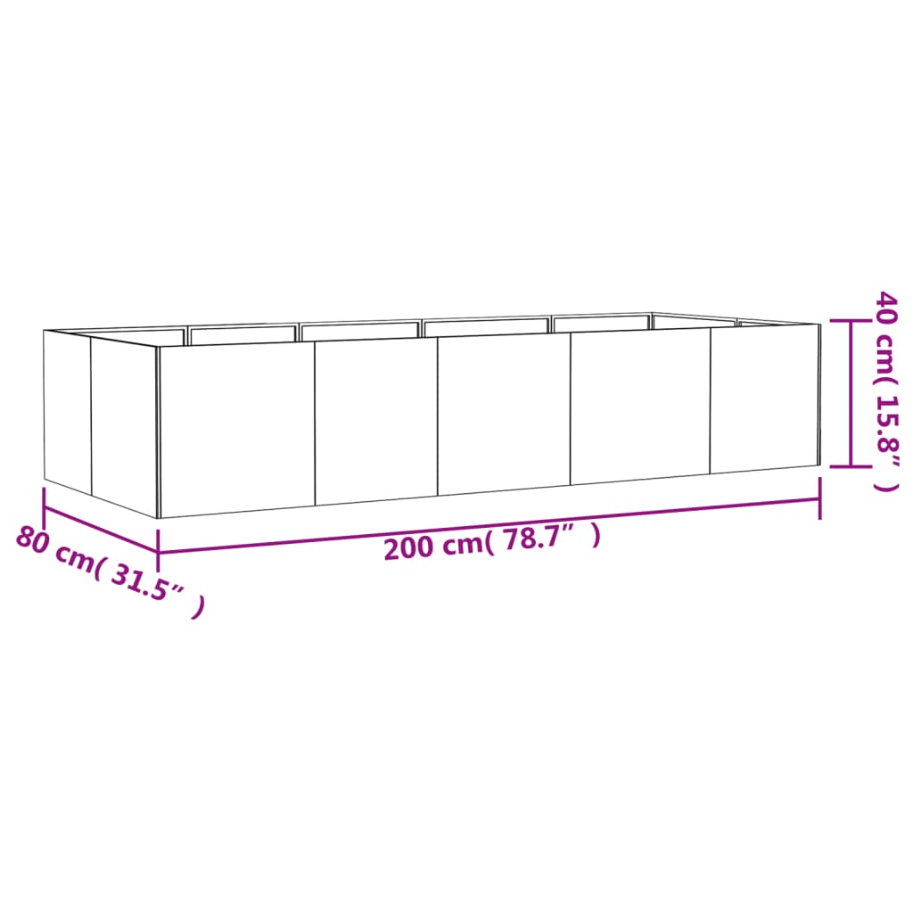 Plantenbak verhoogd 200x80x40 cm cortenstaal - AllerleiShop