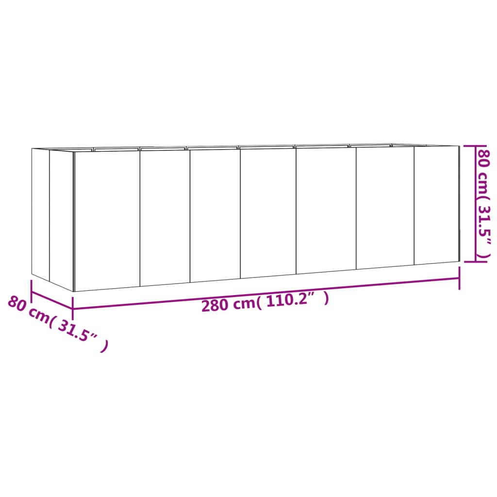 Plantenbak verhoogd 280x80x80 cm cortenstaal - AllerleiShop