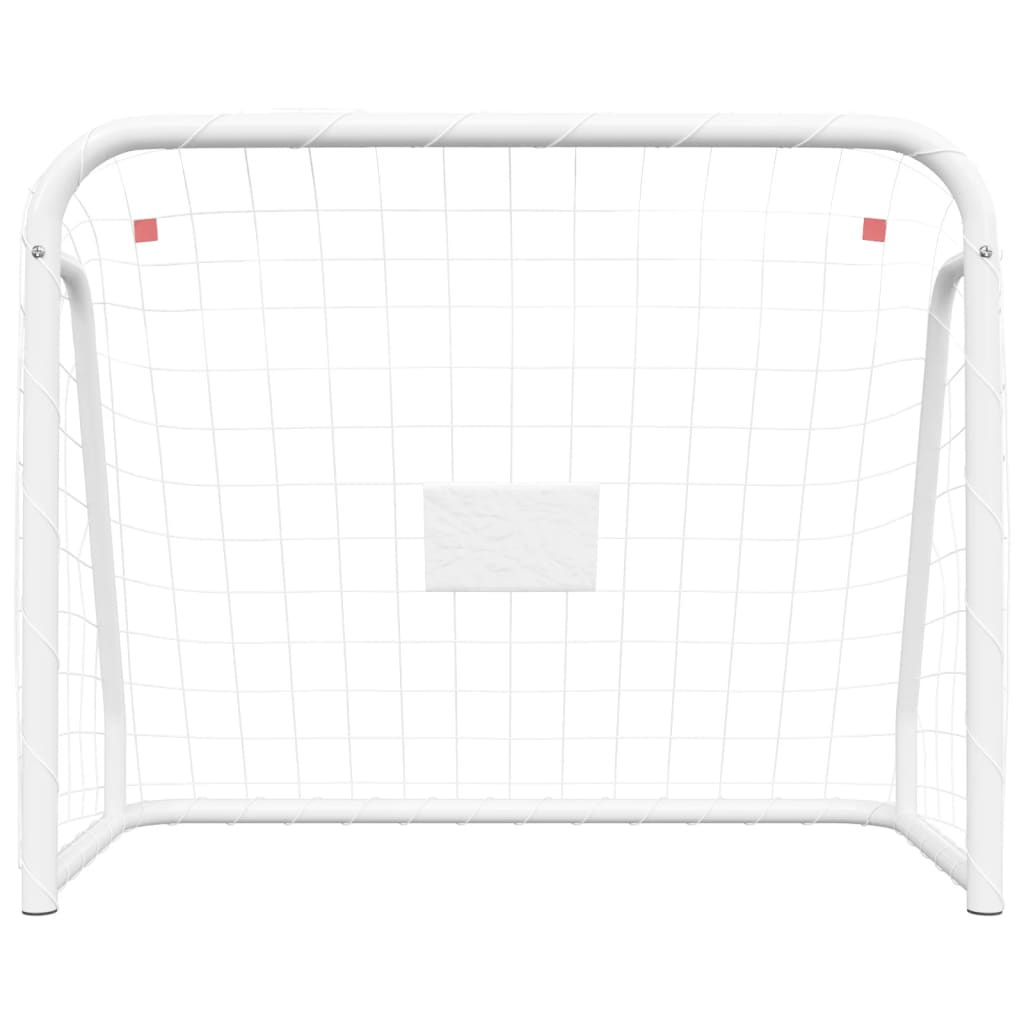 Voetbaldoel met net 125x96x60 cm staal en polyester wit - AllerleiShop