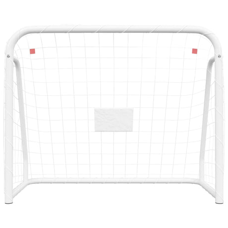 Voetbaldoel met net 125x96x60 cm staal en polyester wit