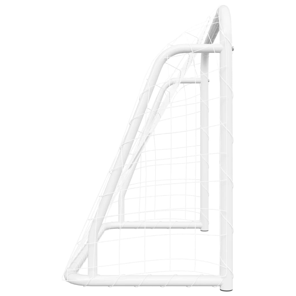 Voetbaldoel met net 125x96x60 cm staal en polyester wit - AllerleiShop