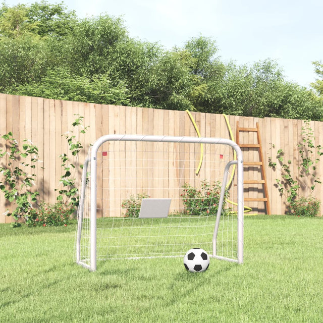 Voetbaldoel met net 125x96x60 cm staal en polyester wit - AllerleiShop