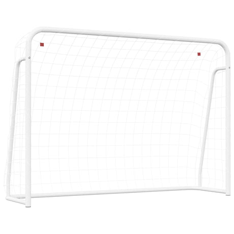 Voetbaldoel met net 214x75x152 cm staal en polyester wit