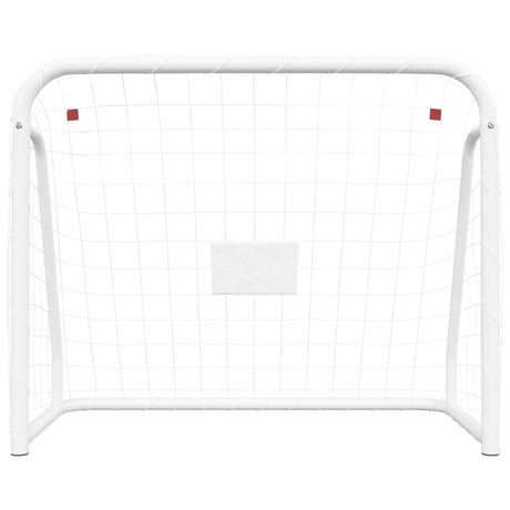 Voetbaldoel met net 214x75x152 cm staal en polyester wit