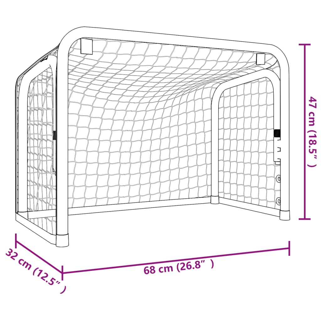 Hockeydoel met net 68x32x47 cm staal en polyester rood en zwart - AllerleiShop