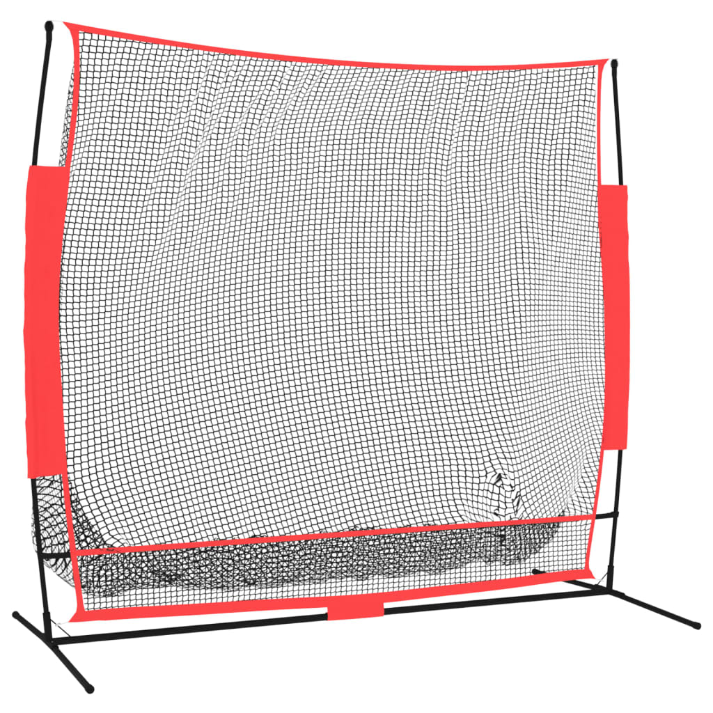 Honkbalnet draagbaar 215x107x216 cm polyester zwart en rood