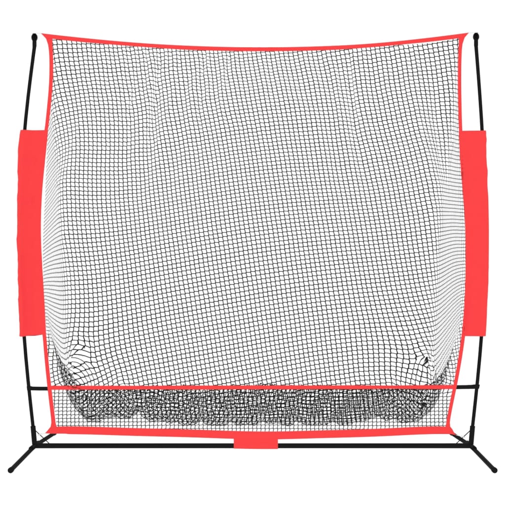 Honkbalnet draagbaar 215x107x216 cm polyester zwart en rood