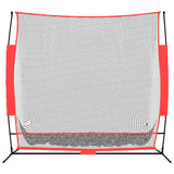 Honkbalnet draagbaar 215x107x216 cm polyester zwart en rood