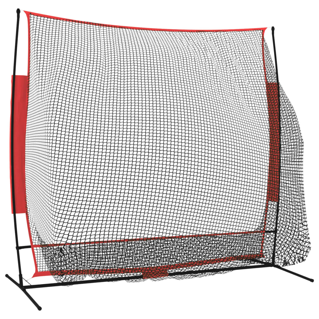 Honkbalnet draagbaar 215x107x216 cm polyester zwart en rood