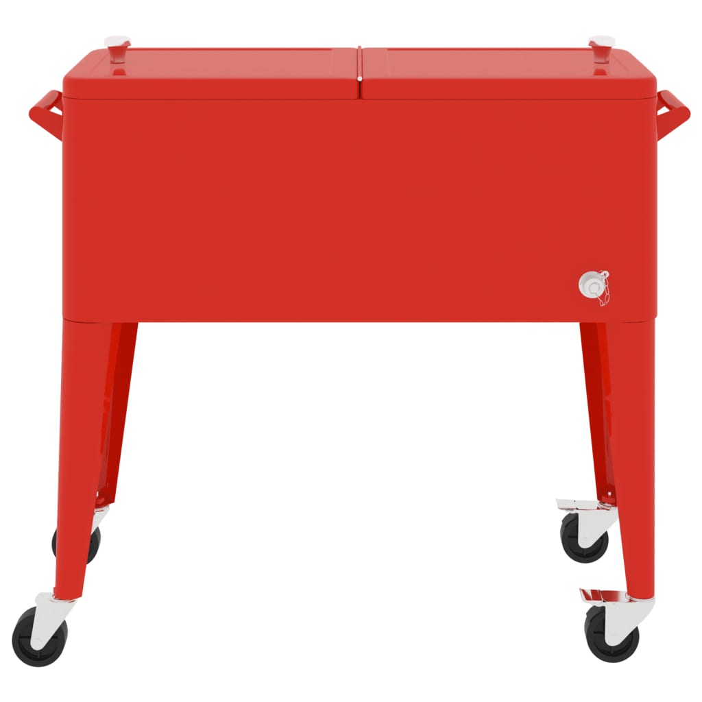 Koelbox op wielen 92x43x89 cm rood - AllerleiShop