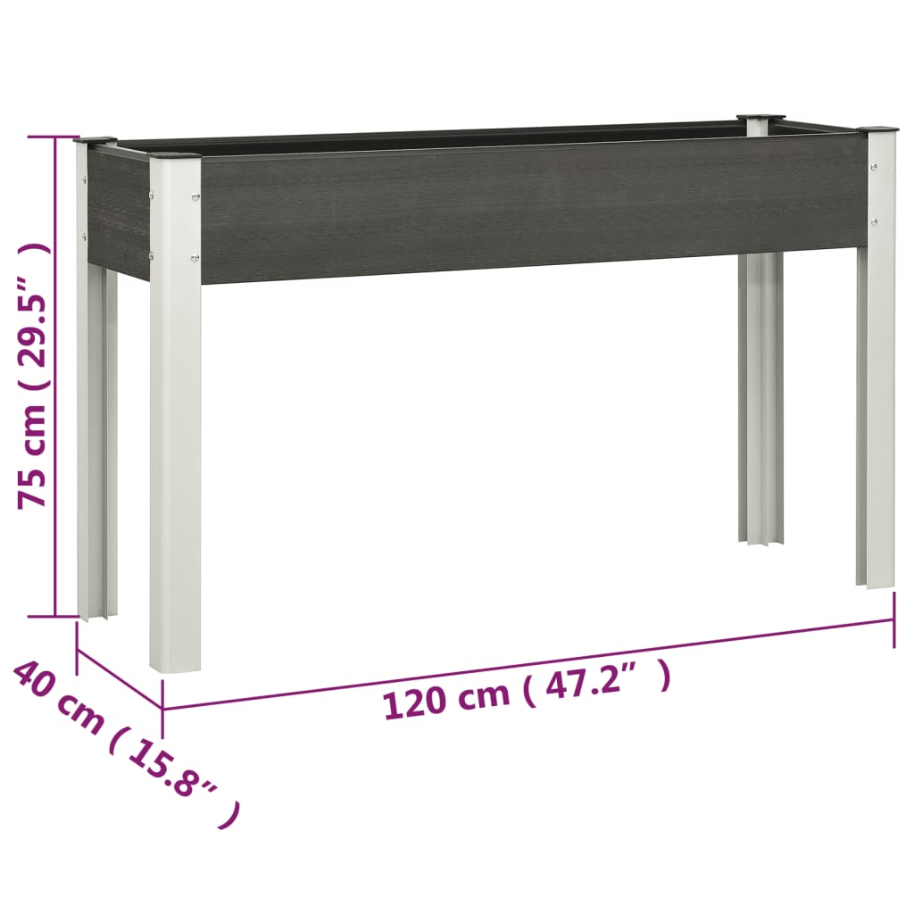 Plantenbak verhoogd 120x40x75 cm HKC grijs - AllerleiShop