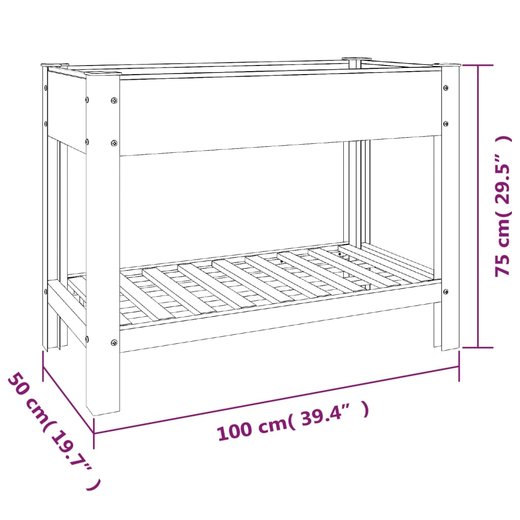 Plantenbak verhoogd met schap 100x50x75 cm HKC - AllerleiShop