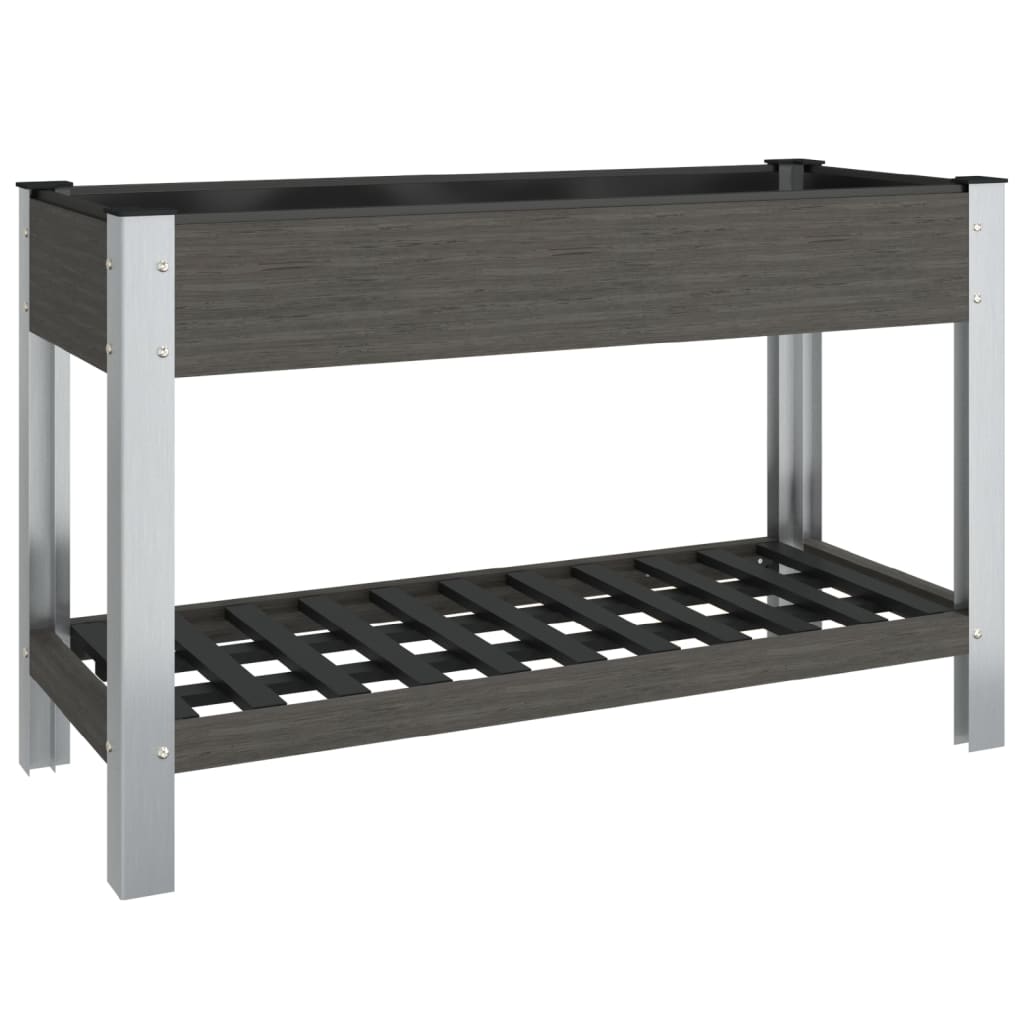 Plantenbak verhoogd met schap 120x50x75 cm HKC grijs - AllerleiShop