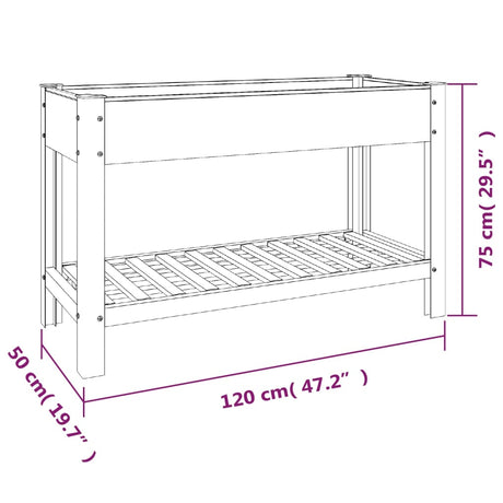 Plantenbak verhoogd met schap 120x50x75 cm HKC grijs - AllerleiShop