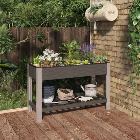 Plantenbak verhoogd met schap 120x50x75 cm HKC grijs - AllerleiShop