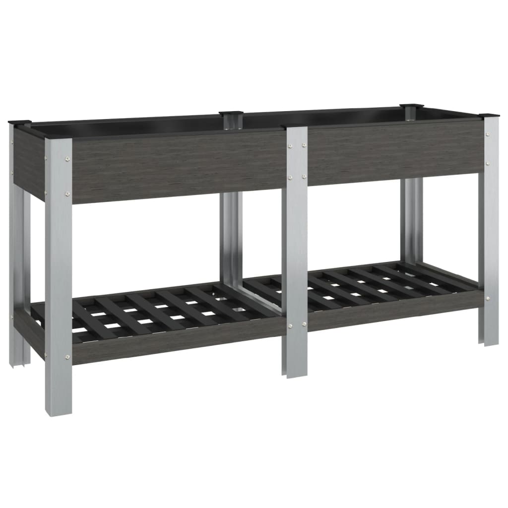 Plantenbak verhoogd met schap 150x50x75 cm HKC grijs - AllerleiShop