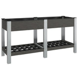 Plantenbak verhoogd met schap 150x50x75 cm HKC grijs - AllerleiShop