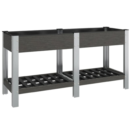 Plantenbak verhoogd met schap 150x50x75 cm HKC grijs - AllerleiShop