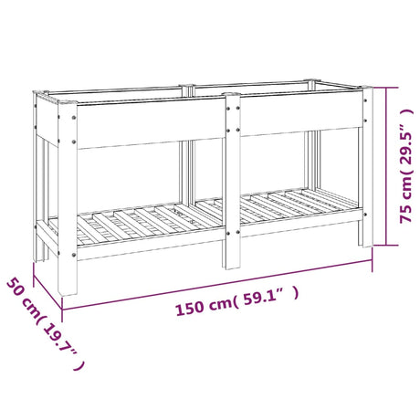 Plantenbak verhoogd met schap 150x50x75 cm HKC grijs - AllerleiShop