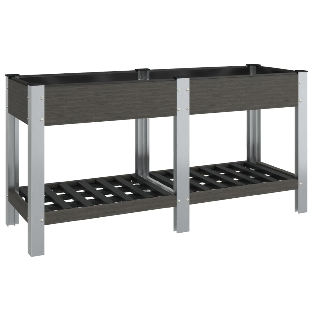 Plantenbak verhoogd met schap 175x50x75 cm HKC grijs - AllerleiShop