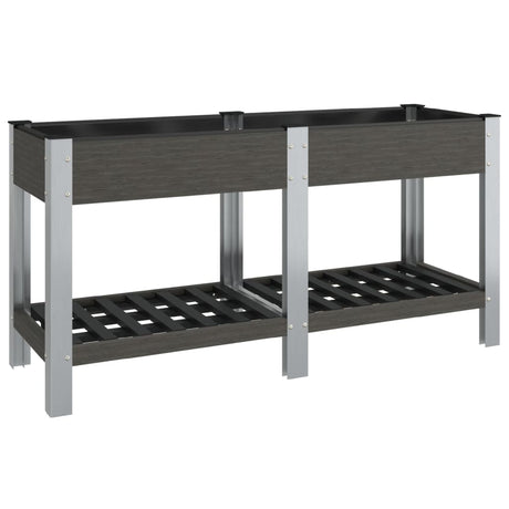 Plantenbak verhoogd met schap 175x50x75 cm HKC grijs - AllerleiShop