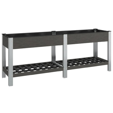 Plantenbak verhoogd met schap 200x50x75 cm HKC grijs - AllerleiShop