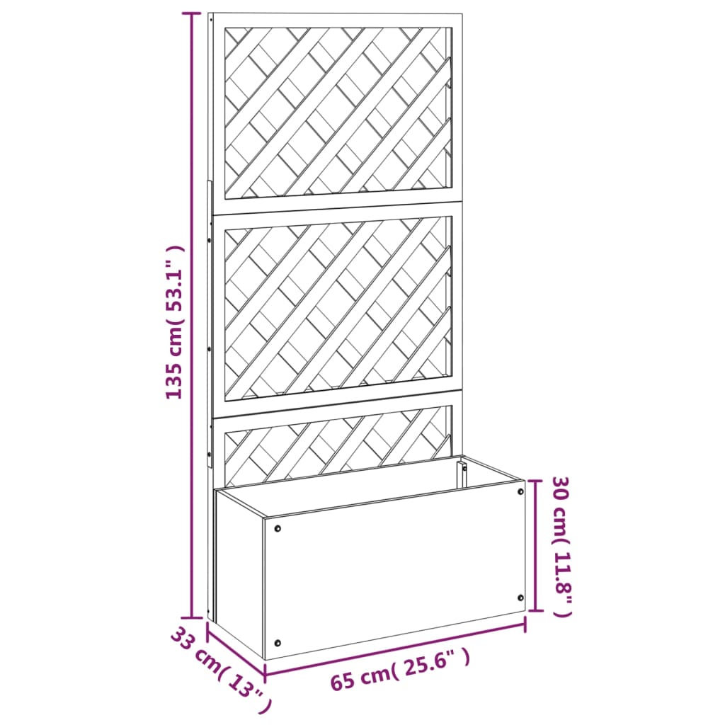 Plantenbakken met latwerk 2 st 65x33x135 cm HKC grijs