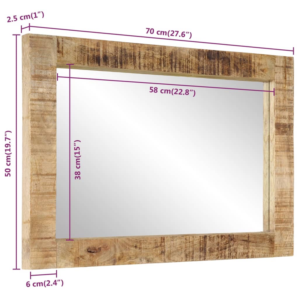 Spiegel 70x50 cm massief mangohout en glas - AllerleiShop