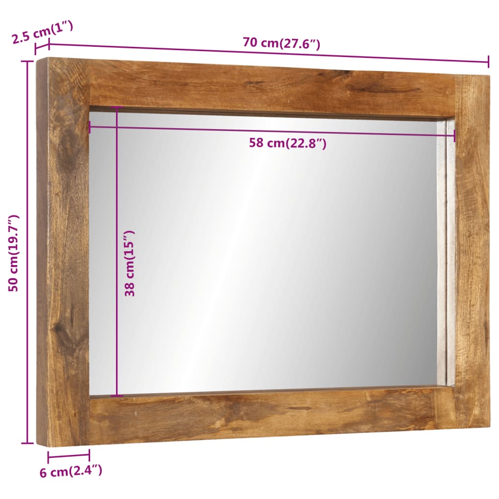 Spiegel 70x50 cm massief mangohout en glas - AllerleiShop