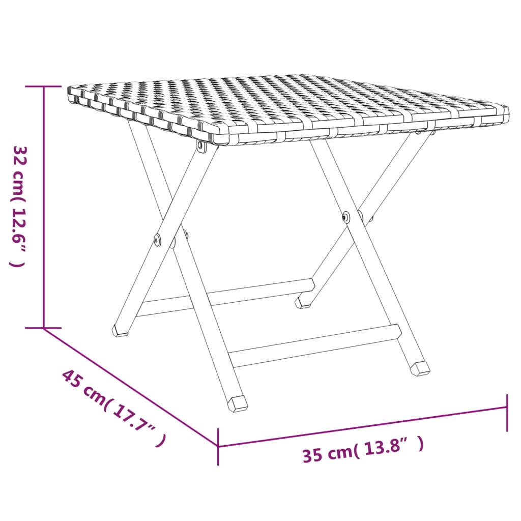 Tafel inklapbaar 45x35x32 cm poly rattan bruin - AllerleiShop