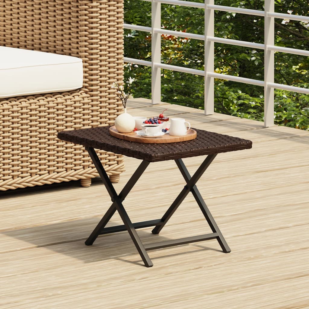 Tafel inklapbaar 45x35x32 cm poly rattan bruin - AllerleiShop