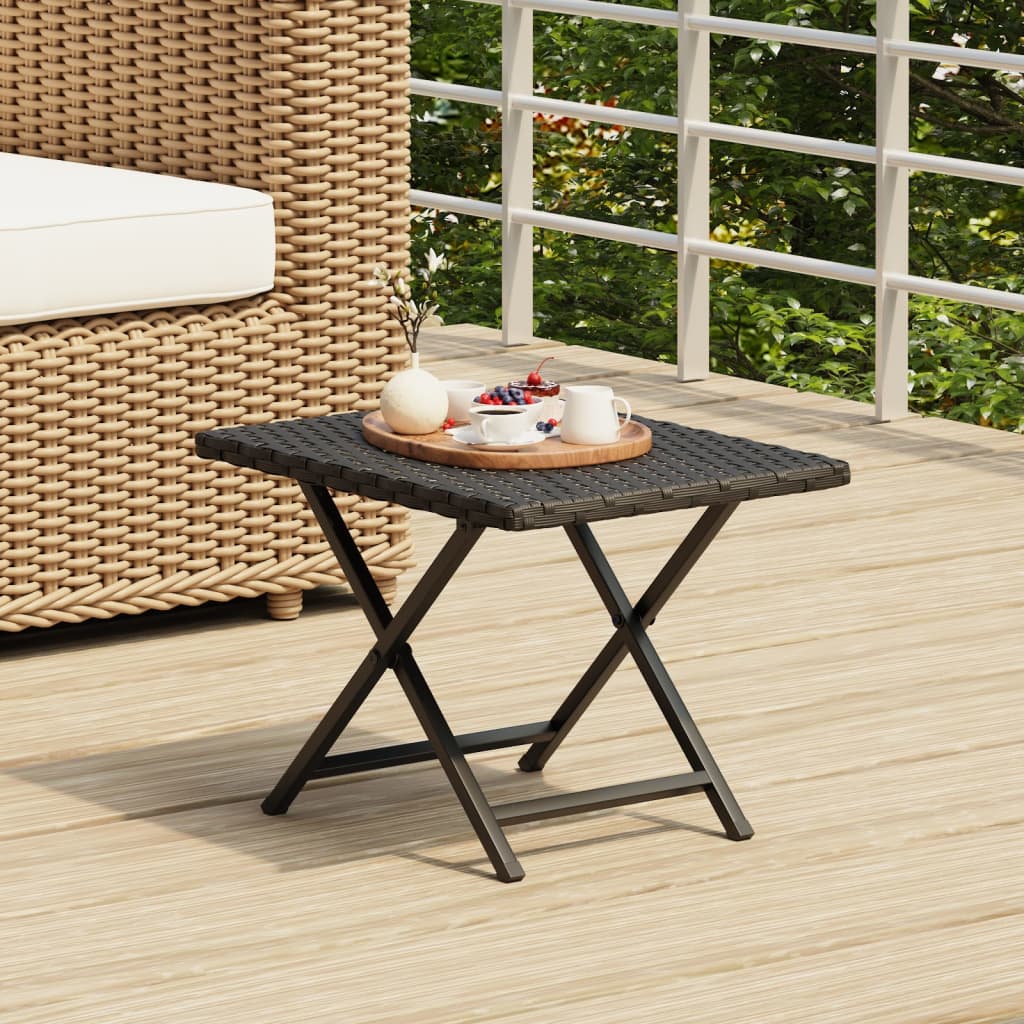 Tafel inklapbaar 45x35x32 cm poly rattan zwart - AllerleiShop