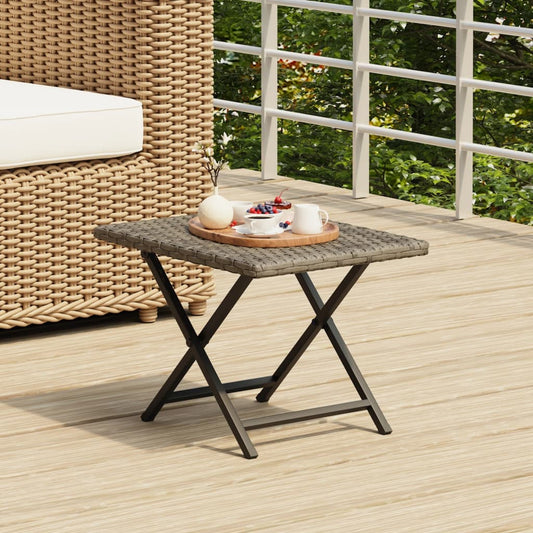 Tafel inklapbaar 45x35x32 cm poly rattan grijs - AllerleiShop