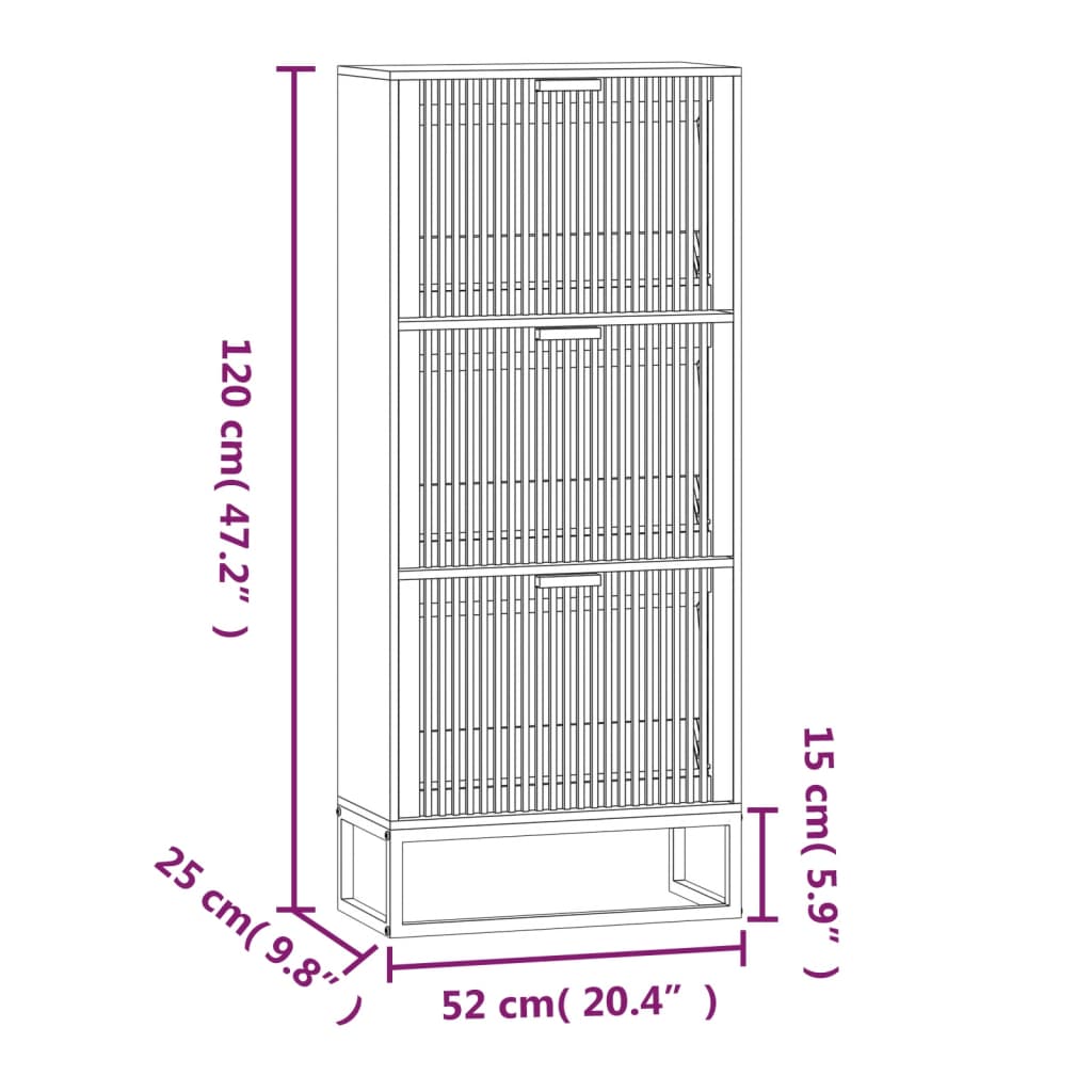 Schoenenkast 52x25x120 cm bewerkt hout wit - AllerleiShop