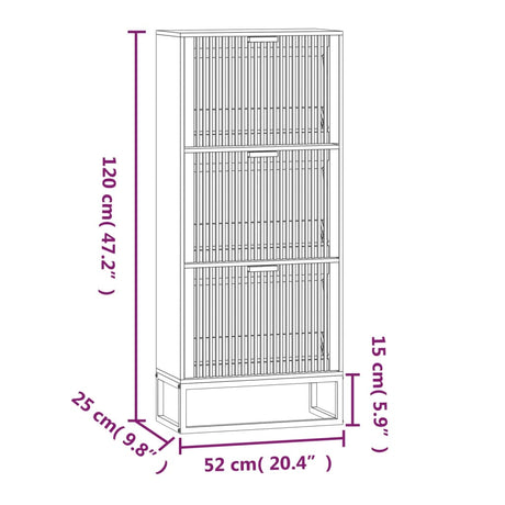 Schoenenkast 52x25x120 cm bewerkt hout wit - AllerleiShop