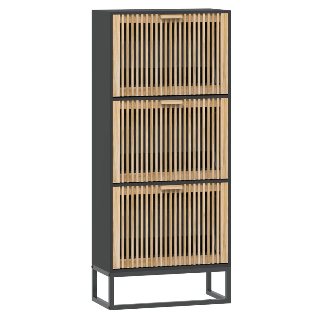 Schoenenkast 52x25x120 cm bewerkt hout zwart - AllerleiShop