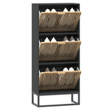 Schoenenkast 52x25x120 cm bewerkt hout zwart - AllerleiShop