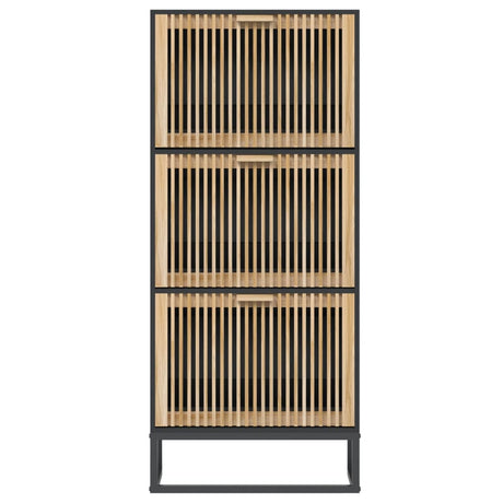 Schoenenkast 52x25x120 cm bewerkt hout zwart - AllerleiShop