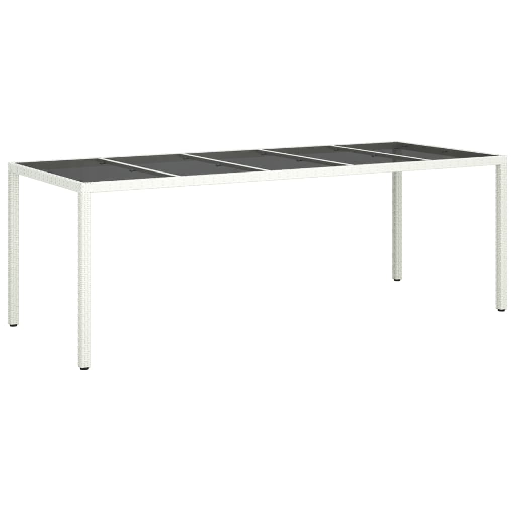 Tuintafel 250x100x75 cm poly rattan en gehard glas wit - AllerleiShop