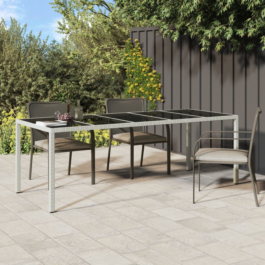 Tuintafel 250x100x75 cm poly rattan en gehard glas wit - AllerleiShop