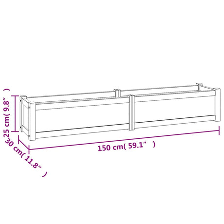 Plantenbak verhoogd 150x30x25 cm massief teakhout - AllerleiShop